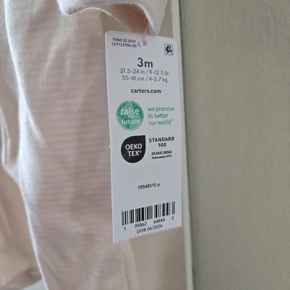 3/$20 Carter's Pink Bear Baby One Piece Footie Pajamas 3 Months NWT - Picture 2 of 3